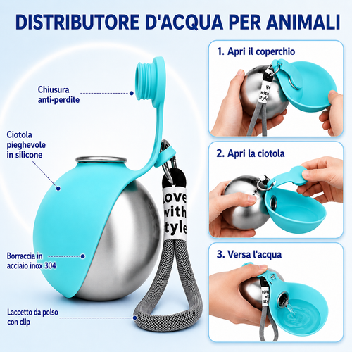 Borraccia Portatile Acciaio Inox